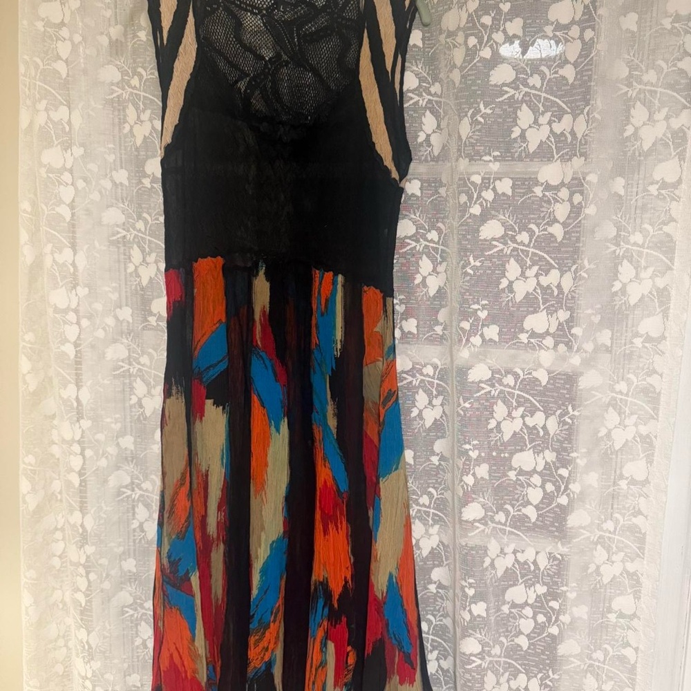 Komarov Black and Multicolor Sleeveless Maxi Dress